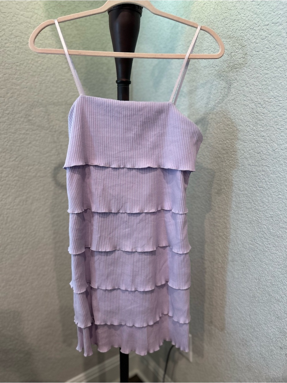 Wild Honey Lilac Tiered Ruffle Spaghetti Strap Dress